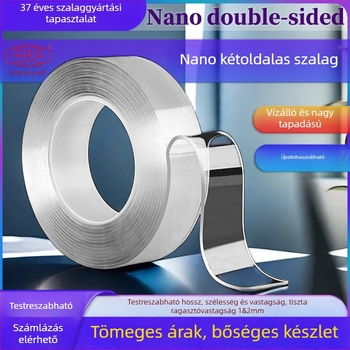 Nano kettős oldalas ragasztószalag, vízálló, átlátszó akril ragasztó, magas viszkozitás, nyom nélkül, 3 cm széles, 1-5 m hosszú