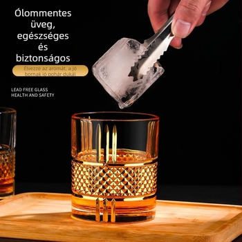 Európai stílusú sör- és whisky pohár arany díszítéssel, kézzel készített kristály poharak - szeszes italokhoz készült készlet