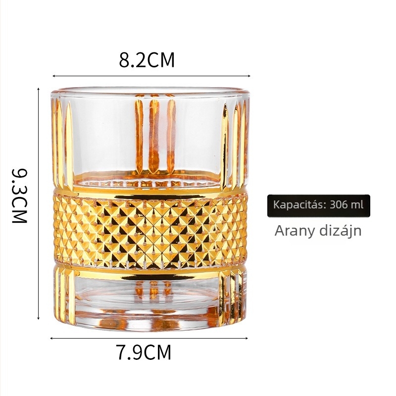 Európai stílusú sör- és whisky pohár arany díszítéssel, kézzel készített kristály poharak - szeszes italokhoz készült készlet