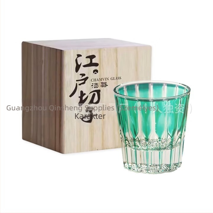 Starburst whisky pohár, Edo Kiriko japán sake pohár, gépi préselt üveg