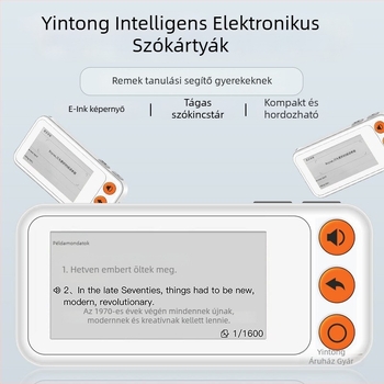 Angol szavak tanulóeszköze kártyákkal, valódi kiejtéssel, E Ink kijelzővel, offline