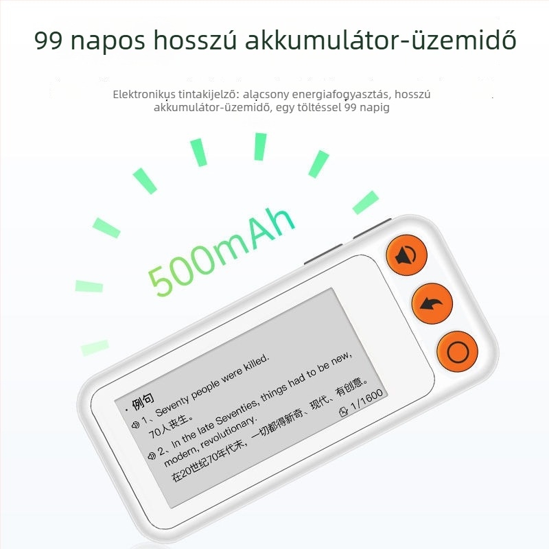 Angol szavak tanulóeszköze kártyákkal, valódi kiejtéssel, E Ink kijelzővel, offline