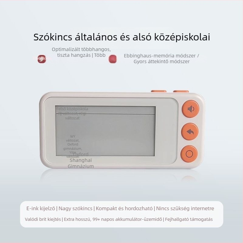 Angol szavak tanulóeszköze kártyákkal, valódi kiejtéssel, E Ink kijelzővel, offline