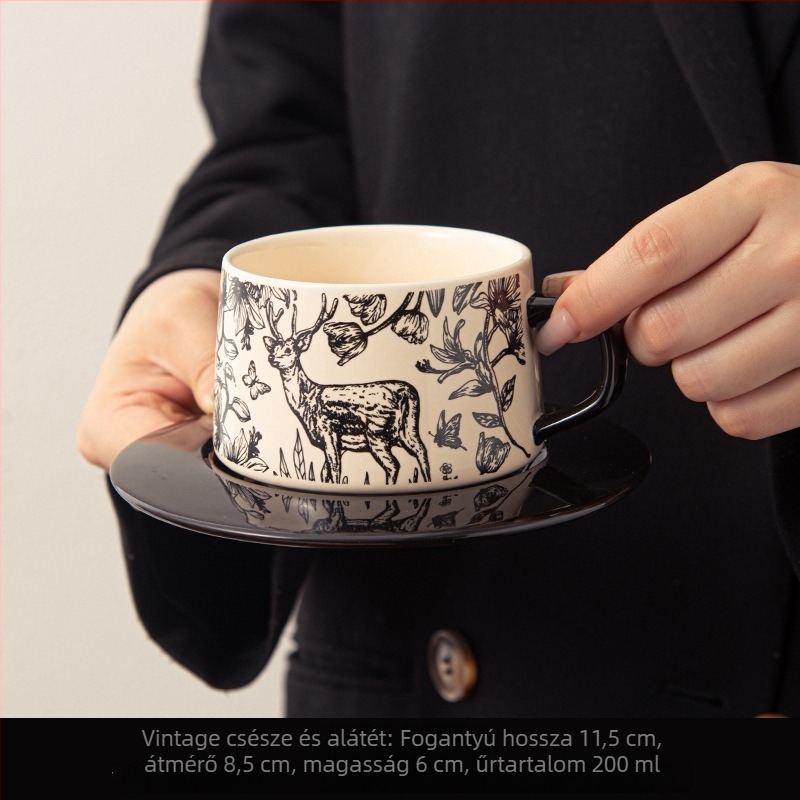 Prémium kerámia kávéscsésze készlet – vintage brit latte csészék, elegáns otthoni és éttermi használatra