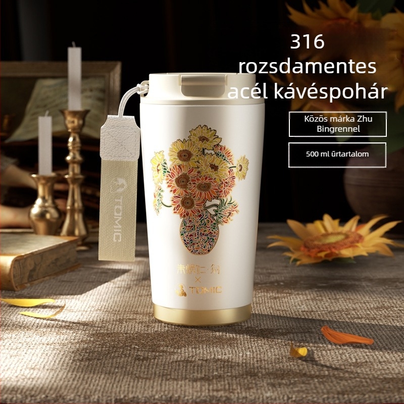 Temeike 500 ml kávés pohár, 316 rozsdamentes acélból, szigetelt utazó bögre