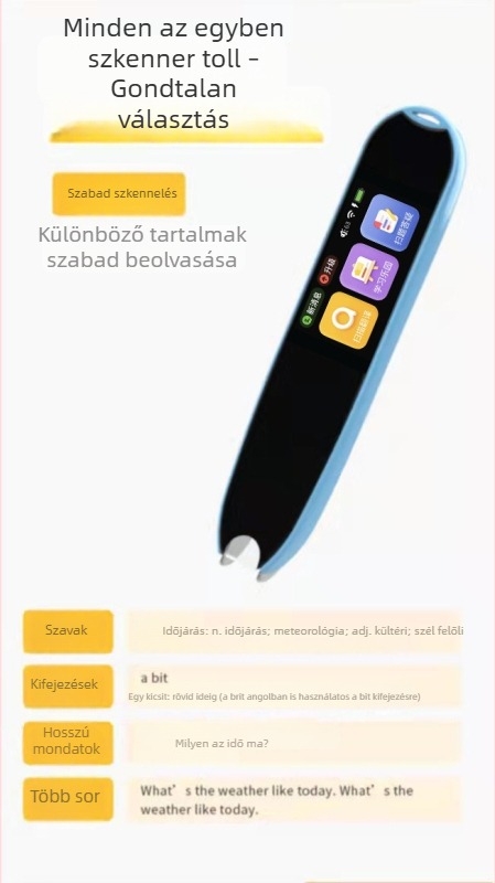 Nagy képernyőjű okos szótár toll angol szöveg olvasására és fordítására