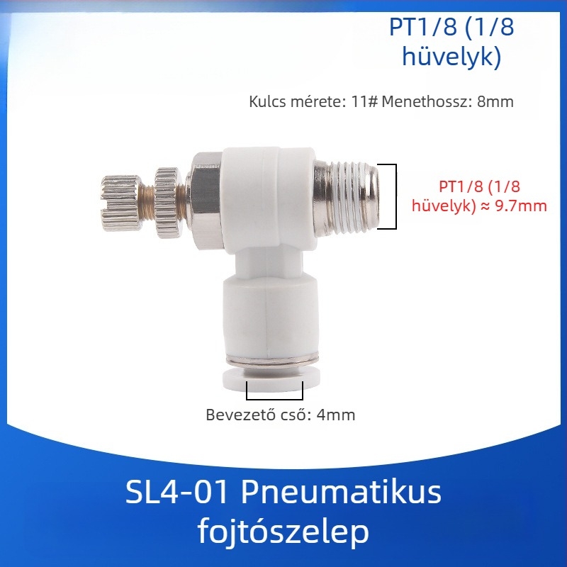 SL8-02 Pneumatikus gyorscsatlakozó kapcsoló, levegőnyomás-szabályozó szelep és állítható áramlású szelep hengerekhez