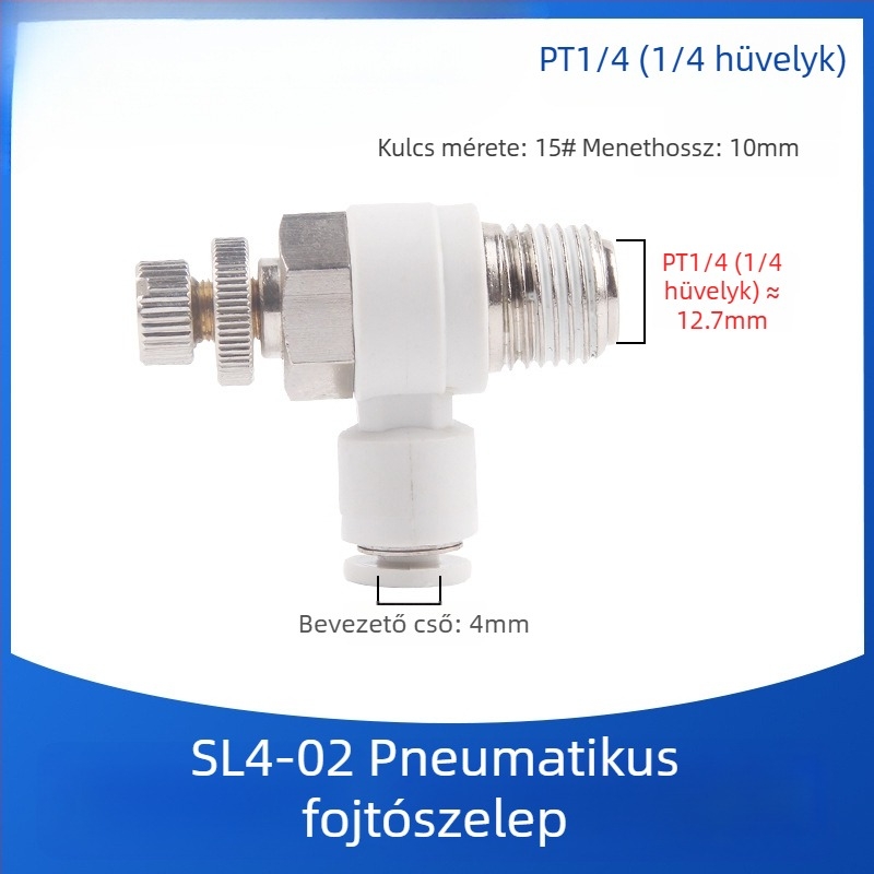 SL8-02 Pneumatikus gyorscsatlakozó kapcsoló, levegőnyomás-szabályozó szelep és állítható áramlású szelep hengerekhez