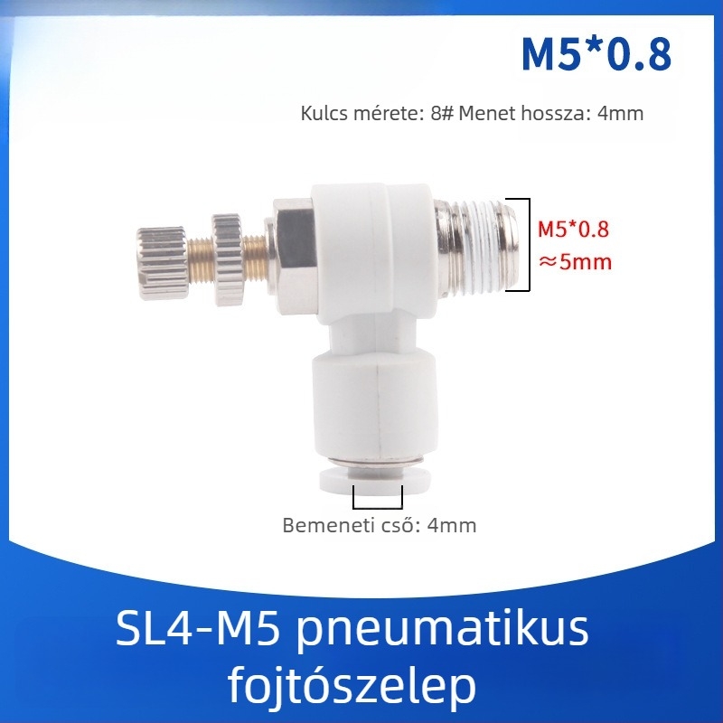 SL8-02 Pneumatikus gyorscsatlakozó kapcsoló, levegőnyomás-szabályozó szelep és állítható áramlású szelep hengerekhez