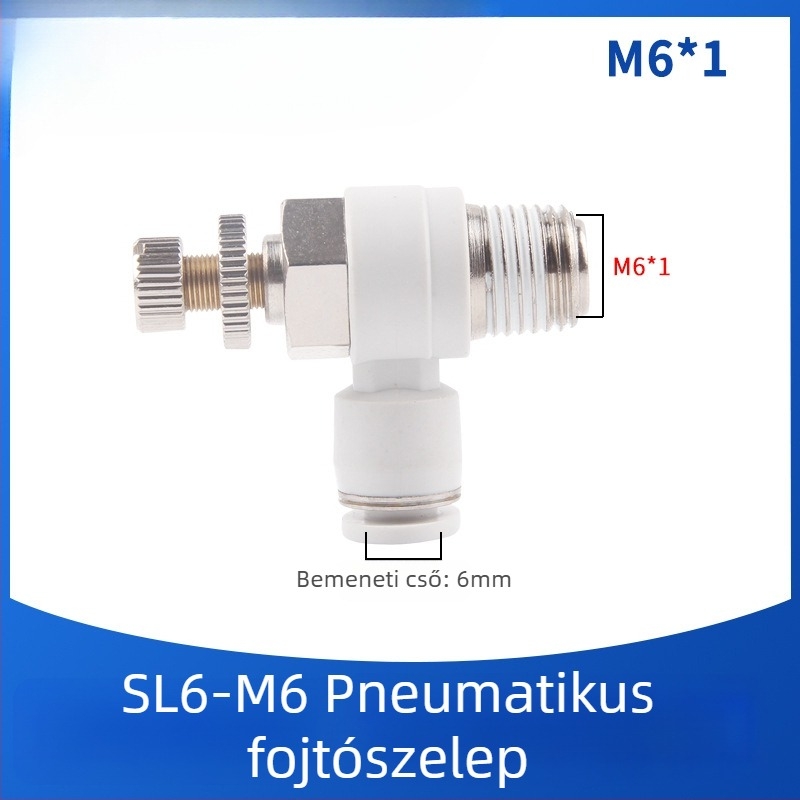 SL8-02 Pneumatikus gyorscsatlakozó kapcsoló, levegőnyomás-szabályozó szelep és állítható áramlású szelep hengerekhez