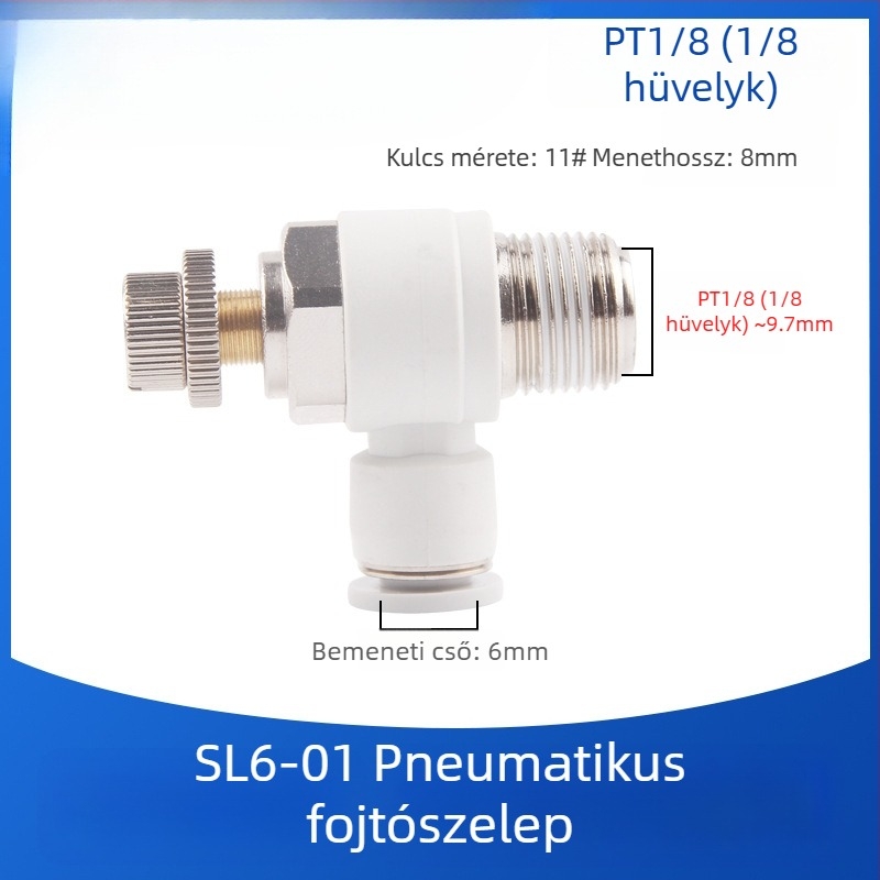 SL8-02 Pneumatikus gyorscsatlakozó kapcsoló, levegőnyomás-szabályozó szelep és állítható áramlású szelep hengerekhez