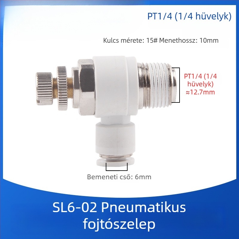 SL8-02 Pneumatikus gyorscsatlakozó kapcsoló, levegőnyomás-szabályozó szelep és állítható áramlású szelep hengerekhez