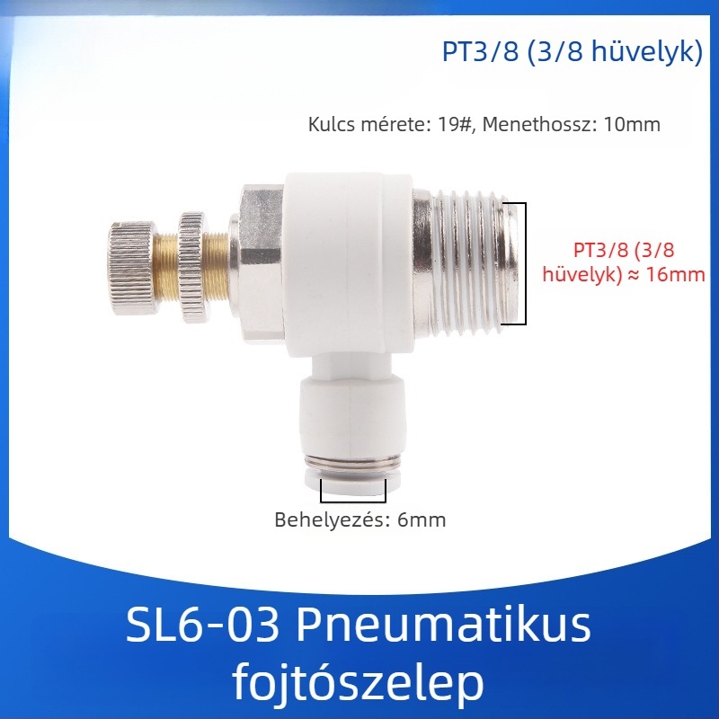 SL8-02 Pneumatikus gyorscsatlakozó kapcsoló, levegőnyomás-szabályozó szelep és állítható áramlású szelep hengerekhez