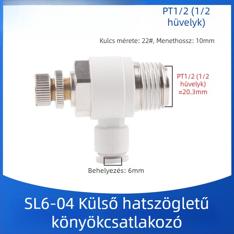 SL8-02 Pneumatikus gyorscsatlakozó kapcsoló, levegőnyomás-szabályozó szelep és állítható áramlású szelep hengerekhez