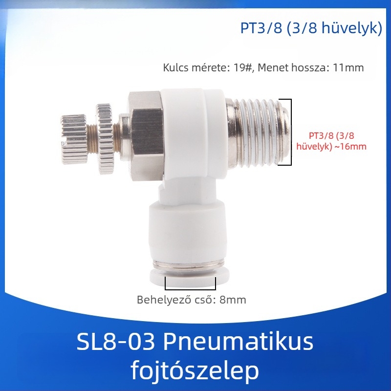 SL8-02 Pneumatikus gyorscsatlakozó kapcsoló, levegőnyomás-szabályozó szelep és állítható áramlású szelep hengerekhez
