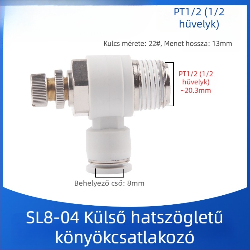SL8-02 Pneumatikus gyorscsatlakozó kapcsoló, levegőnyomás-szabályozó szelep és állítható áramlású szelep hengerekhez