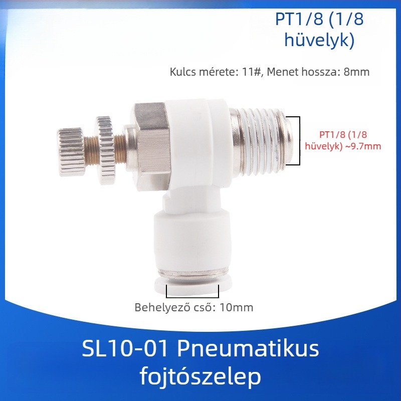 SL8-02 Pneumatikus gyorscsatlakozó kapcsoló, levegőnyomás-szabályozó szelep és állítható áramlású szelep hengerekhez