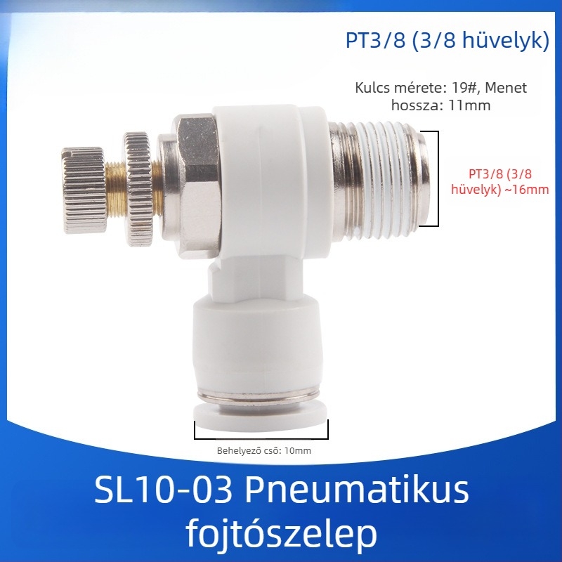 SL8-02 Pneumatikus gyorscsatlakozó kapcsoló, levegőnyomás-szabályozó szelep és állítható áramlású szelep hengerekhez