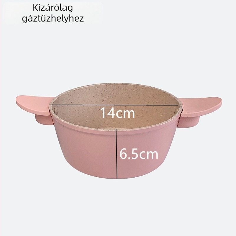 Maifan Stone bevonatú babáknak való tejfőző és leveses edény, lapos aljú serpenyő tojásokhoz és hamburgerekhez