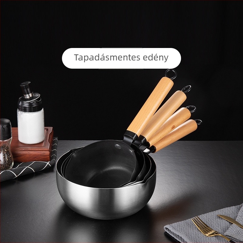 Japán stílusú rozsdamentes acél Snow Pan – tapadásmentes edény gázfőzőhöz és indukcióhoz, bébiételekhez való tejfőző, kompakt otthoni tészta- és leveses edény