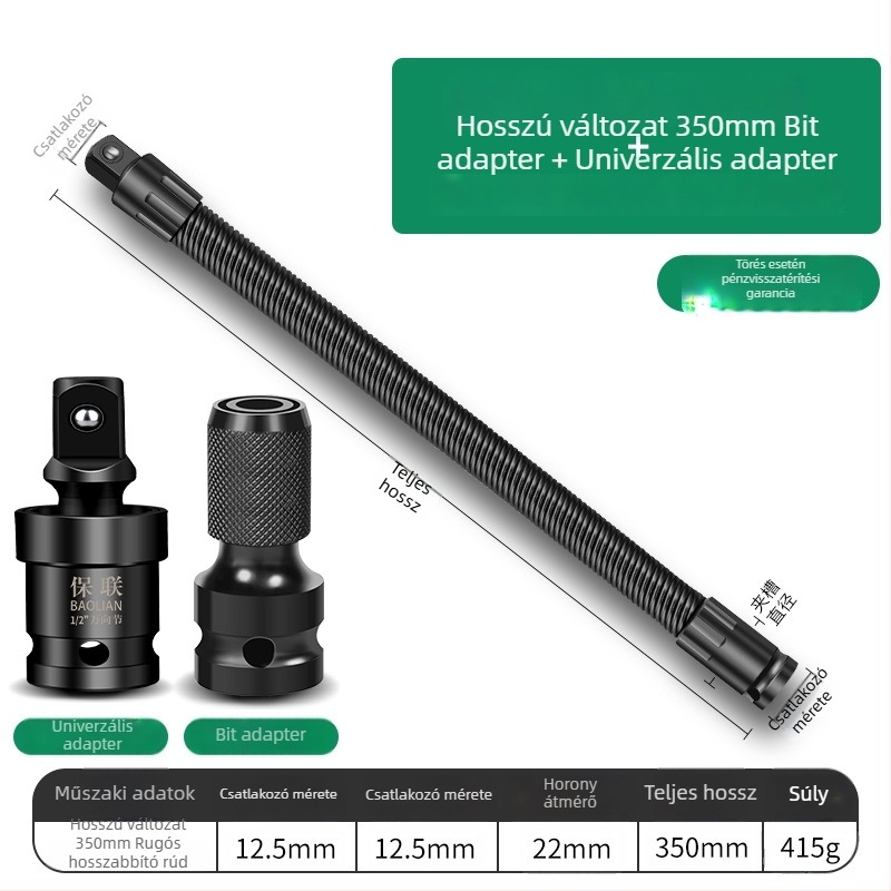 Baolian elektromos kulcs rugalmas tengellyel, meghosszabbító csatlakozóval és univerzális rugalmas tengely adapter 1/2 hüvelyk