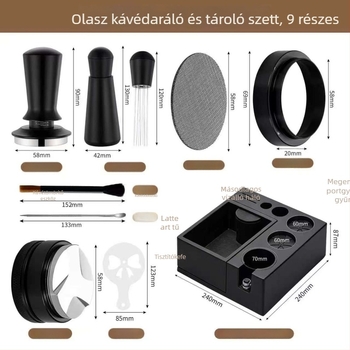 Többfunkciós olasz stílusú kávé knock box és tamper készlet porelosztó és tampoló eszközzel