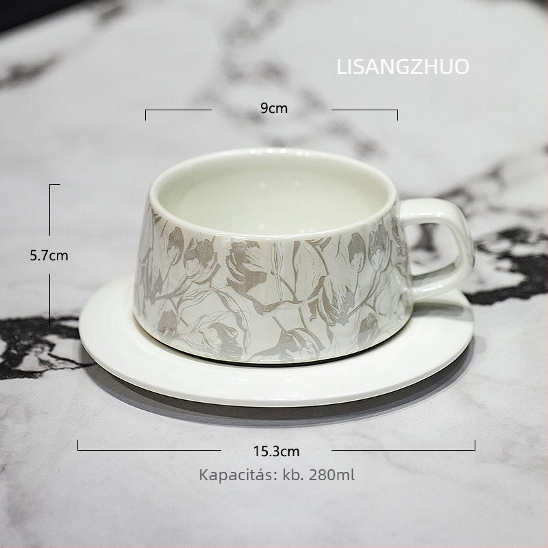 Francia stílusú retro kávéscsésze tároló készlet kerámiából, otthoni délutáni tea készlet