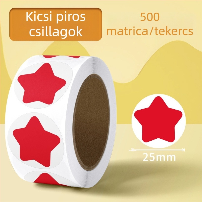 Gyerekek jutalmazó matricái, kis piros virággal – dicséret óvodában, aranyos önálló ragasztó matricák