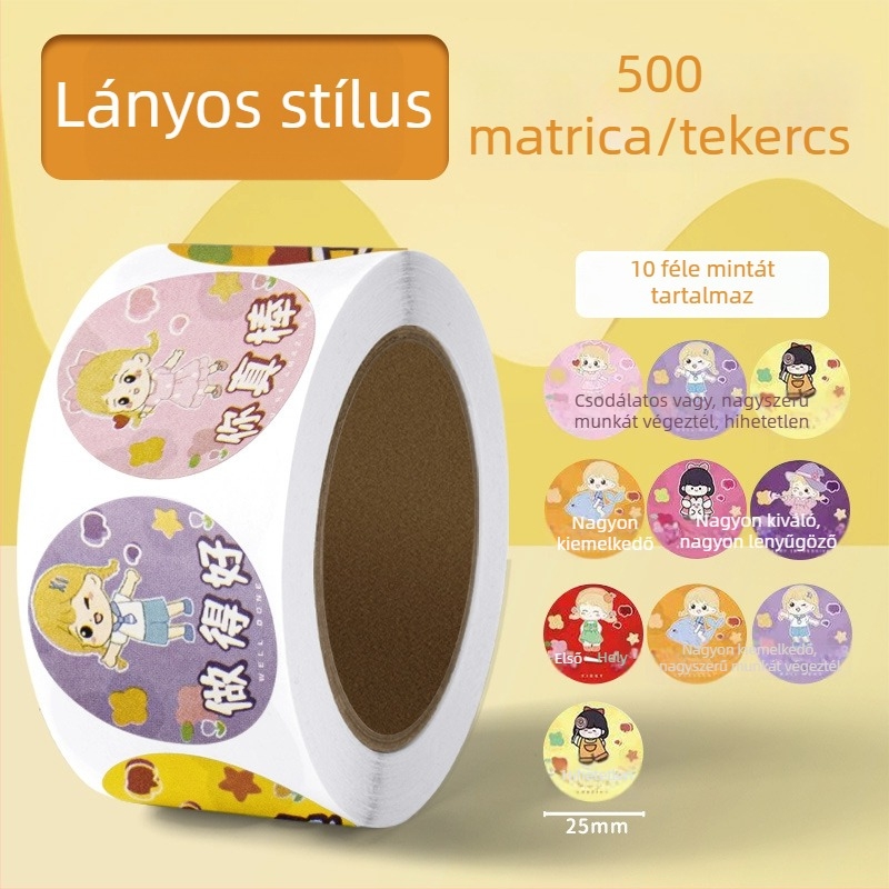 Gyerekek jutalmazó matricái, kis piros virággal – dicséret óvodában, aranyos önálló ragasztó matricák