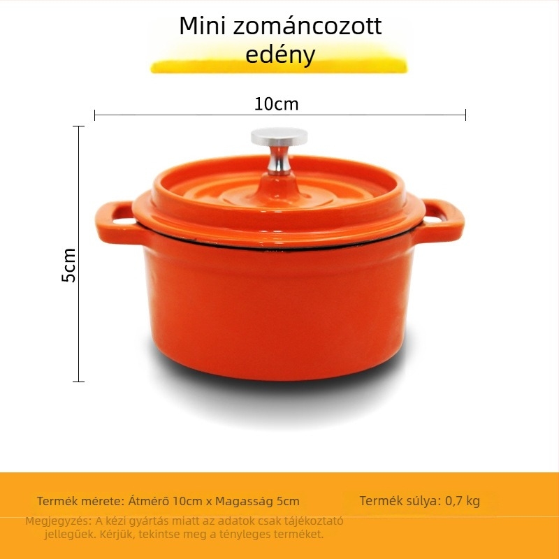 Öntöttvas zománcos edény bevonat nélküli, régi stílusú mini leveses fazék (10 cm, 1,1–2 l)