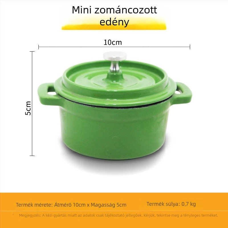 Öntöttvas zománcos edény bevonat nélküli, régi stílusú mini leveses fazék (10 cm, 1,1–2 l)