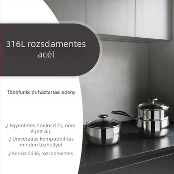 316L rozsdamentes acélból készült kis tejes edény fedővel, európai stílusú könnyű luxus, bevonat nélkül, nudli főző edény többszörös aljzattal, kompatibil minden főzőfelülettel