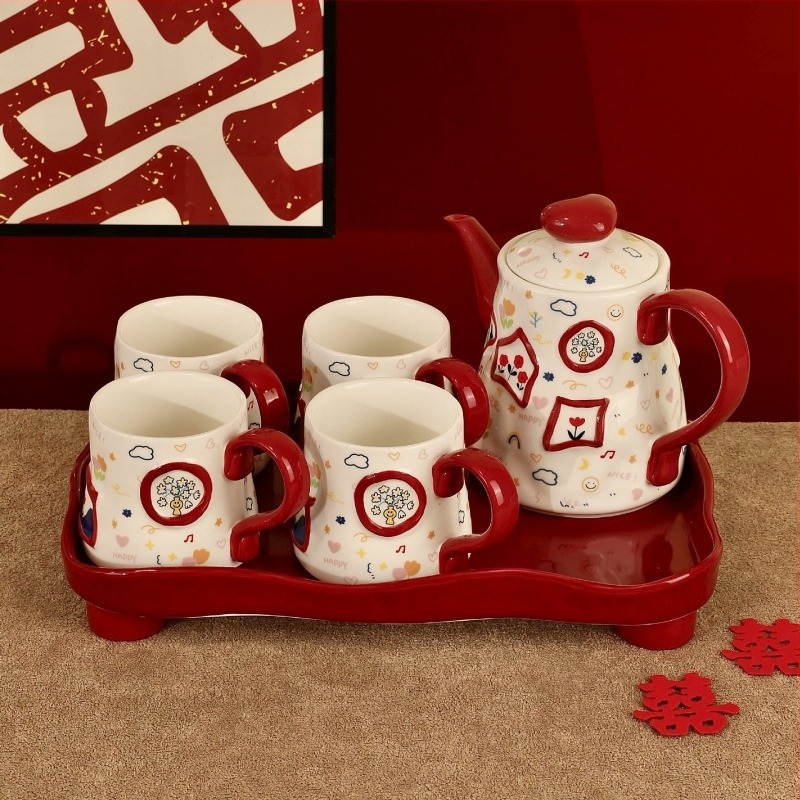 Magas minőségű kerámiás teáskészlet ajándékdoboztban, ideális lakásavatóra és esküvőre