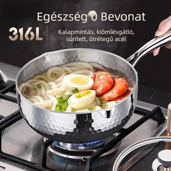 316L rozsdamentes acélból készült többszörös rétegű Yukihira fazék háztartási használatra, bevonat nélküli tapadásmentes, kis méretű tej- és levesfazék babák számára