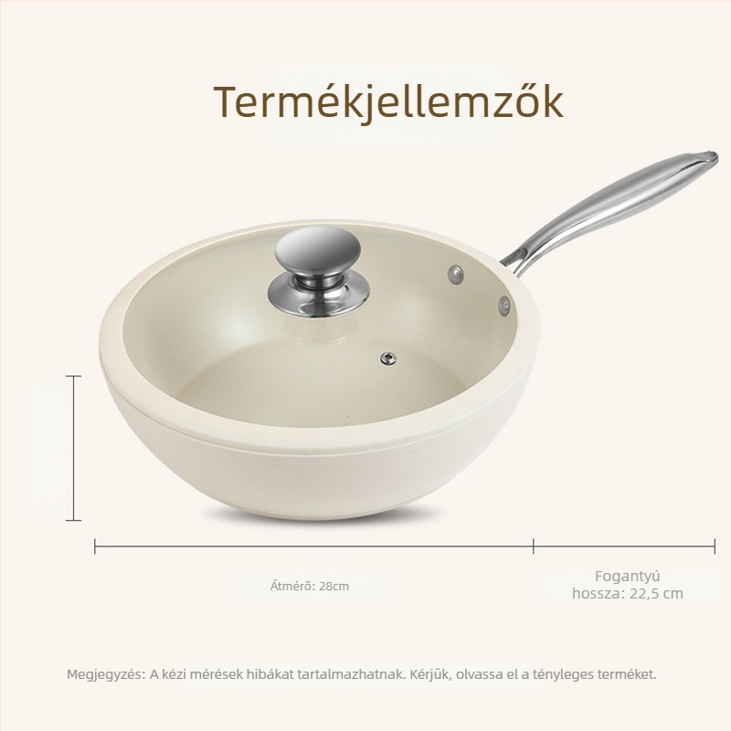 28 cm-es alumínium tapadásmentes serpenyő titán-kristály kerámia bevonattal, indukciós főzőfelülettel kompatibilis