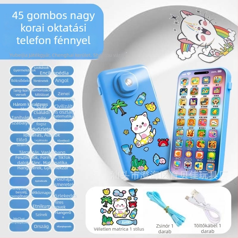 Többfunkciós oktatási játéktelefon zenével és vetítéssel, babáknak és totyogóknak