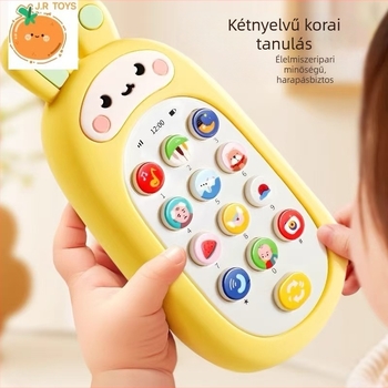 Vibrant Bear Gyermek Oktatótelefon – puha gumis rágó játék nyuszi formában, zenés interaktív fejlesztő játék 0–3 éveseknek