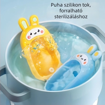 Vibrant Bear Gyermek Oktatótelefon – puha gumis rágó játék nyuszi formában, zenés interaktív fejlesztő játék 0–3 éveseknek