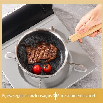 316L háromrétegű rozsdamentes acél, mini tapadásmentes serpenyő méhsejt mintázatú alappal, ideális steakhez, tojásokhoz és sütéshez