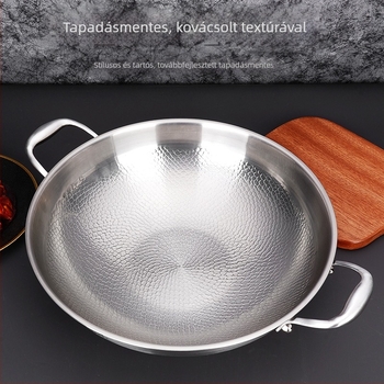 Titániumötvözetből készült wok, kalapács mintázatú felület, bevonat nélküli, 36 cm átmérőjű