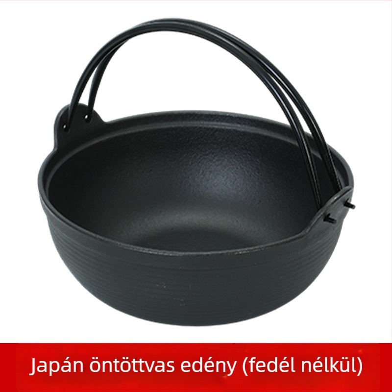 Japán stílusú vasból készült leveses fazék Sukiyaki fazék, fedő nélküli, vastag falú vasfazék, leveses fazék és hot pot készlet