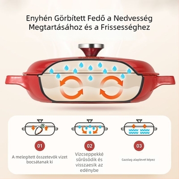 Öntöttvas zománcolt fazék braisinghez, pörköltéshez és sütéshez, sík alj, tapadásmentes, indukciós és gáztűzhely kompatibilis