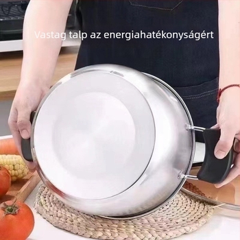 Aike Bear kétszintes rozsdamentes acél leveses fazék, 26 cm, nagy kapacitás, dupla fogantyúval