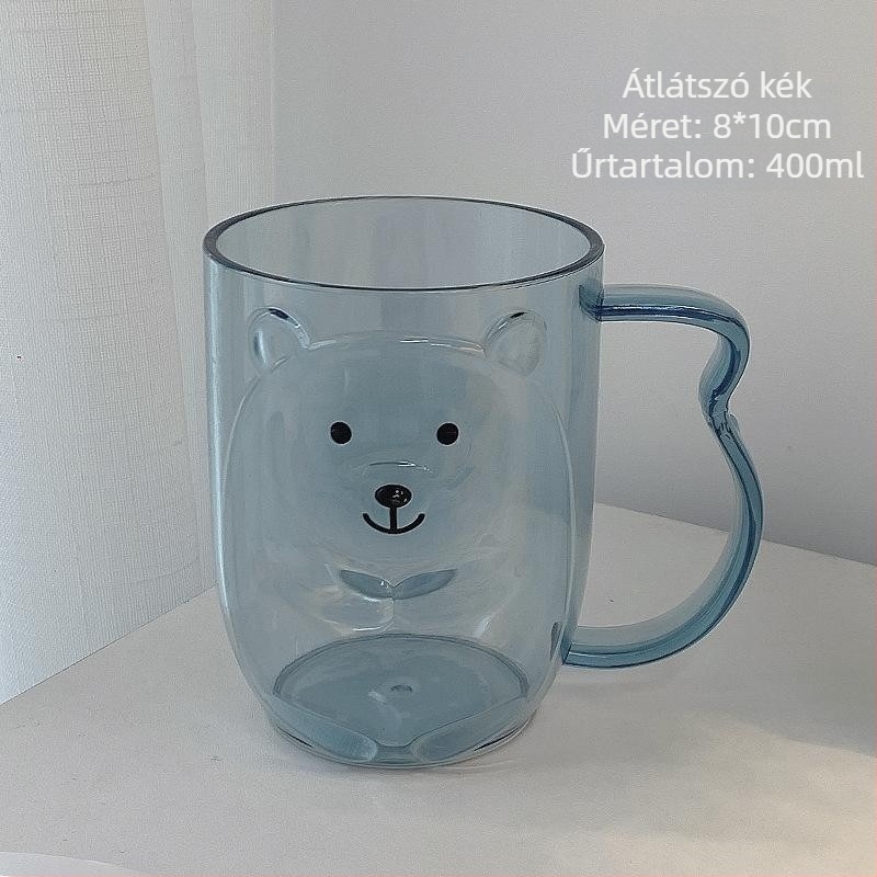 Mackó motívumú műanyag pohár a fogkeféhez és a szájöblítéshez, otthonra, a fürdőszobába, gyerekeknek