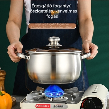 24 cm-es rozsdamentes acél leveses fazék, vastag falú, nagy has, 5 L kapacitás