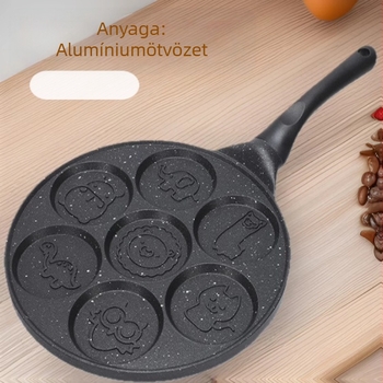 Hétlyukas állat alakú tapadásmentes tojásserpenyő – háztartási használat, ideális tojásokhoz, hamburgerekhez és palacsintákhoz.