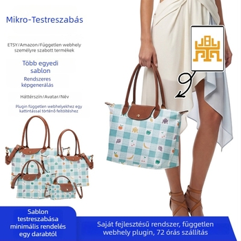 Mikro-személyre szabott 'dumpling' táska, vászon női kézitáska betűs nyomtatással