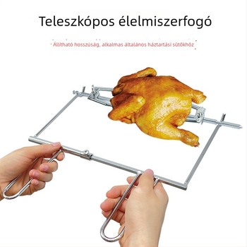 Forgó nyárs tengely csirkeszúróval, rácskezelő és sütőklip tartozékok grillsütőhöz és légsütőhöz