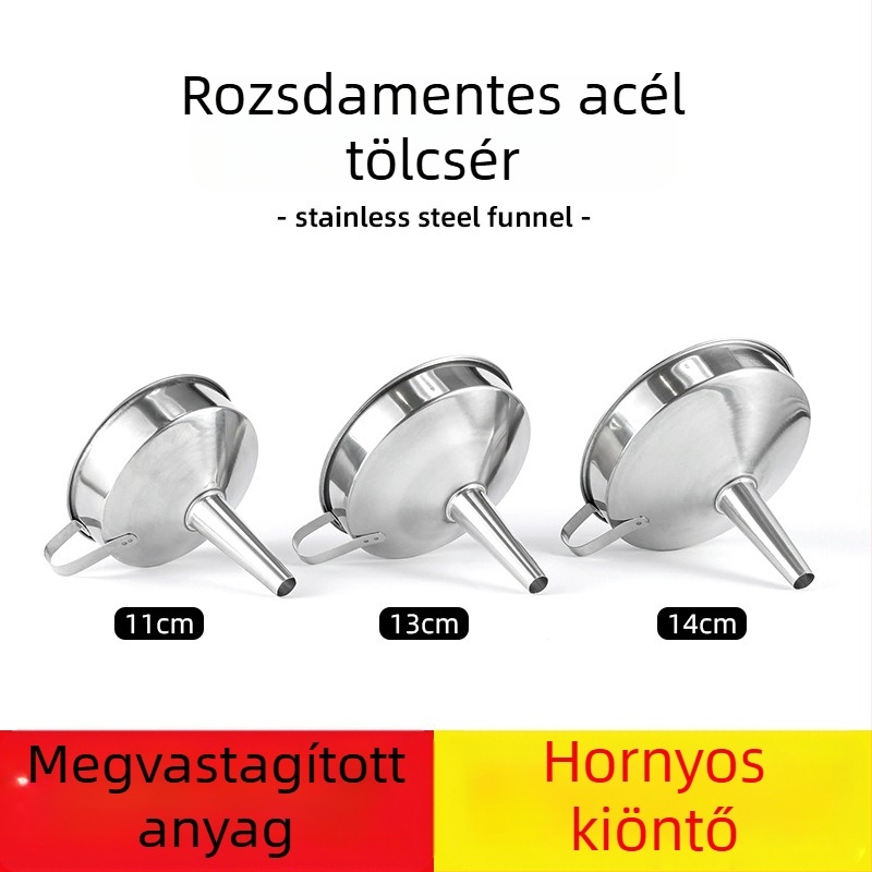 Rozsdamentes acél tölcsér szűrővel és elválasztó hálóval olaj, víz és likőr szűréséhez