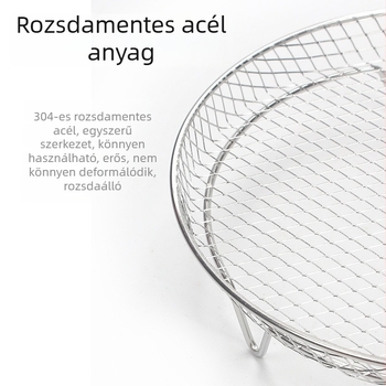 304 rozsdamentes acélból készült légsütő rács, kerek és négyszögletes alak, grillháló, szárító rács, fritőz kiegészítő